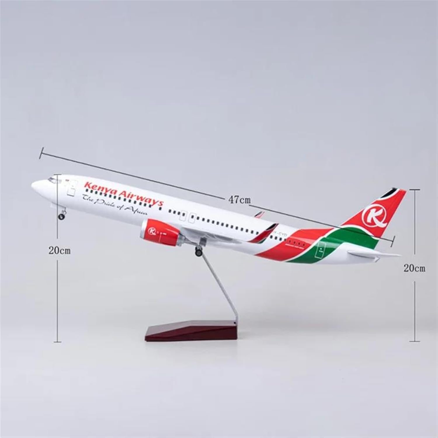 AIRPLANE DIECAST METAL KENYA AIRWAYS B737 RESIN WITH LED 47CM