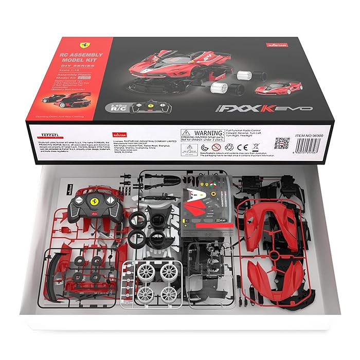 RASTAR 96900 1/18 FERRARI RC CAR BUILDING KITS - OFFICIALLY LICENSED FERRARI FXXK EVO REMOTE CONTROL MODEL CAR FOR PLAY AND DISPLAY - IDEAL GIFT FOR KIDS