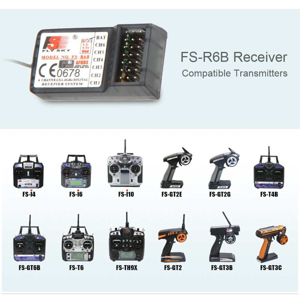 FS-R6B FLYSKY 2.4GHZ 6CH RECEIVER FOR RC FS-CT6B TH9X