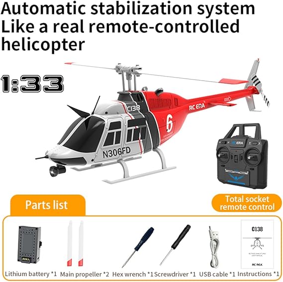 RC ERA C138 Bell 206 Gyro Stabilized Scale RC Helicopter - RTF