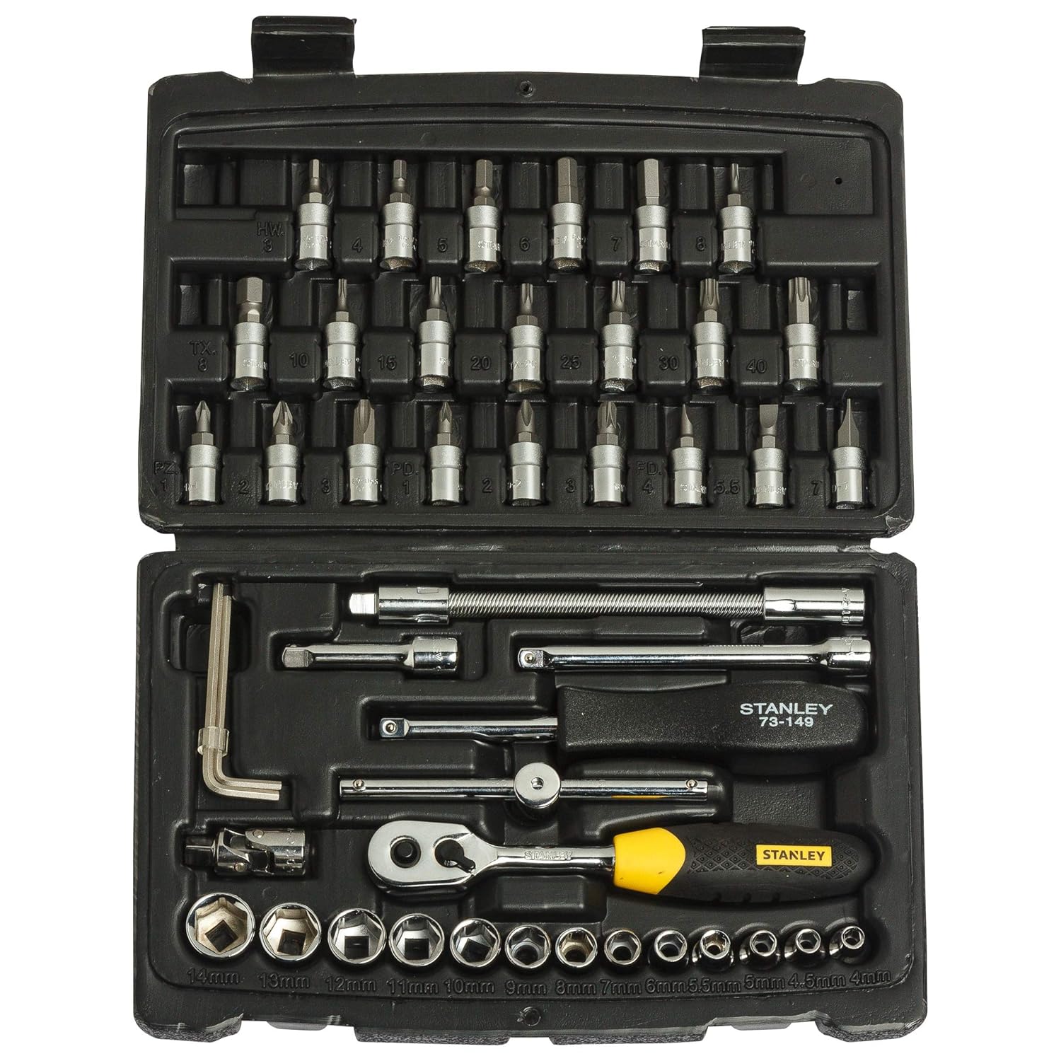 "STANLEY STMT72794 1/4'' Square Drive Metric Socket Set With Double Nickel Chromium Alloy