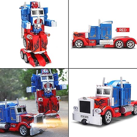 YARMOSHI Transforming Robot Truck 2 In 1 Action Figure Red & Blue, Remote Control Fighter Toy