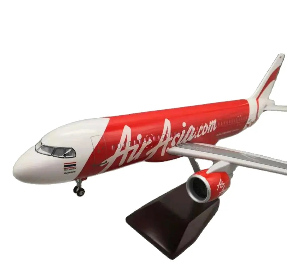 AIRPLANE DIECAST METAL AIR ASIA A320 RESIN WITH LED 47CM