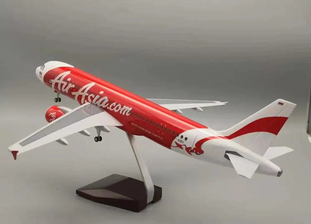 AIRPLANE DIECAST METAL AIR ASIA A320 RESIN WITH LED 47CM