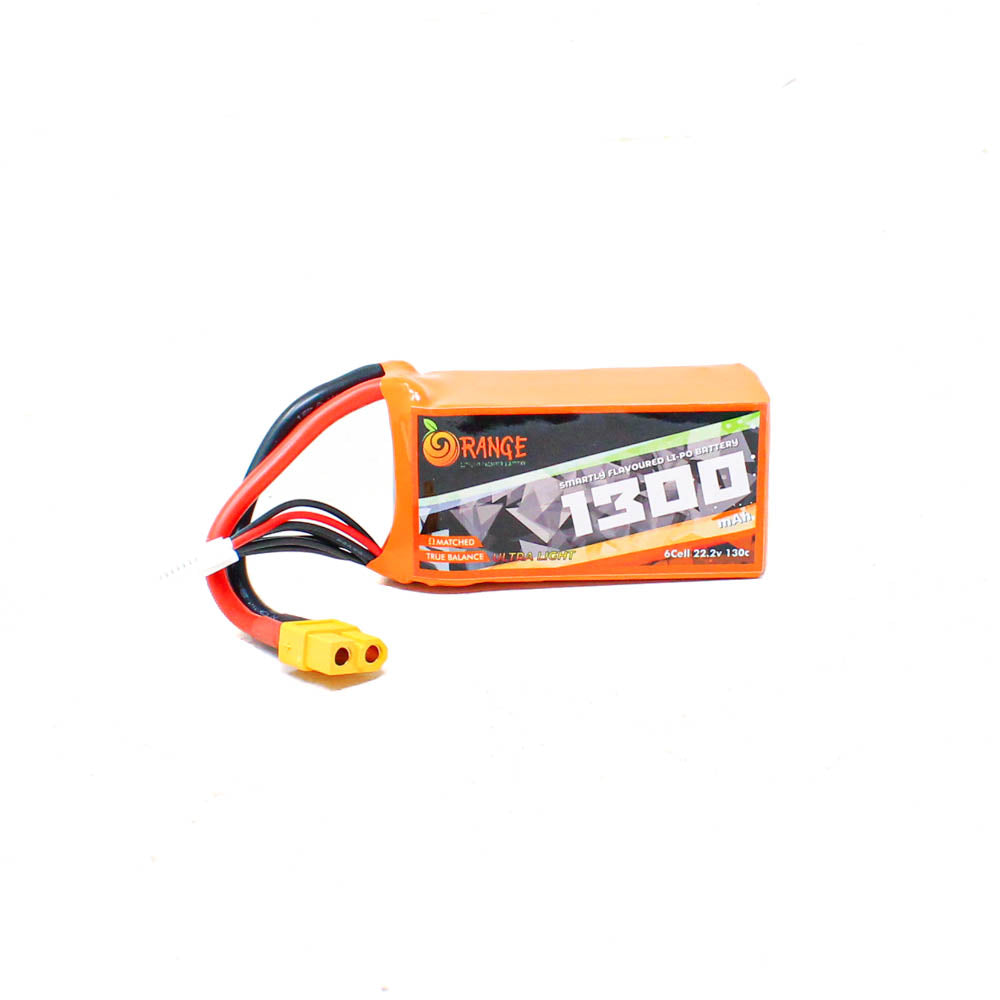 LIPO 22.2V 1300MAH 130C 6S FPV U2 SERIES ORANGE BATTERY