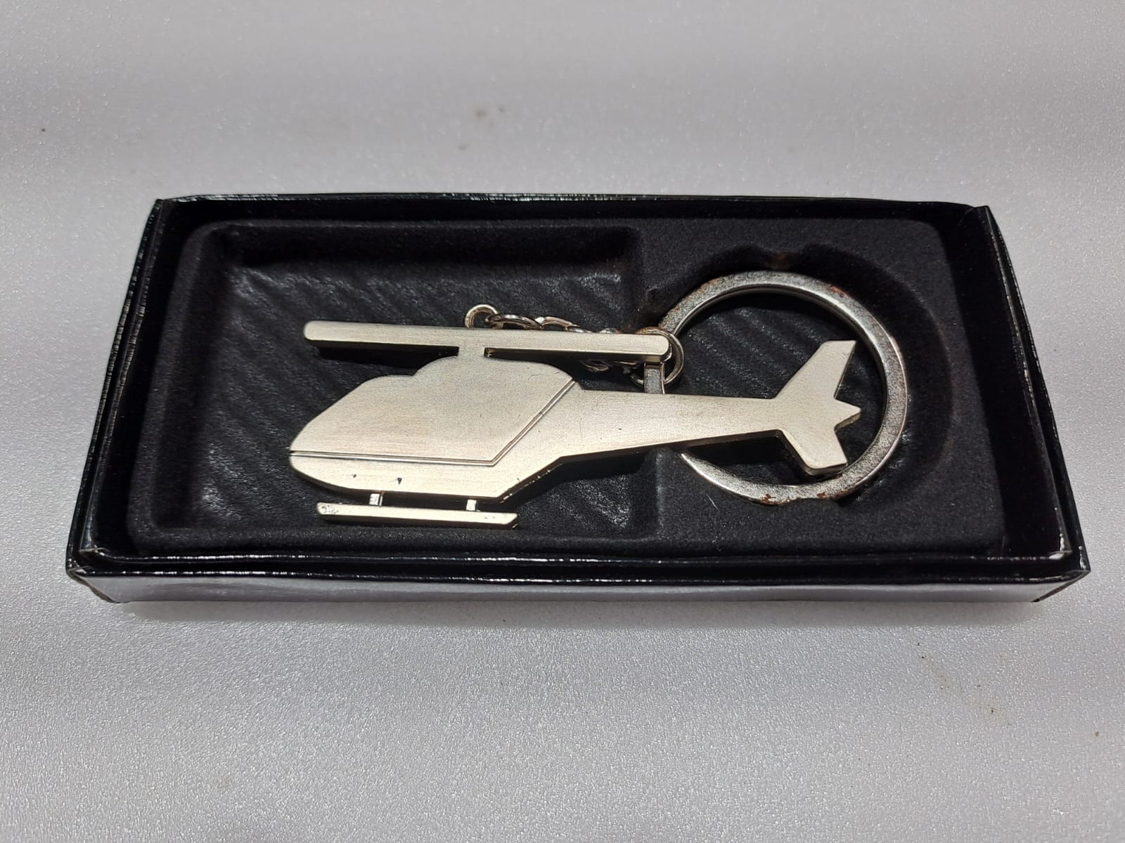 HELICOPTER SILVER METAL KEY CHAIN