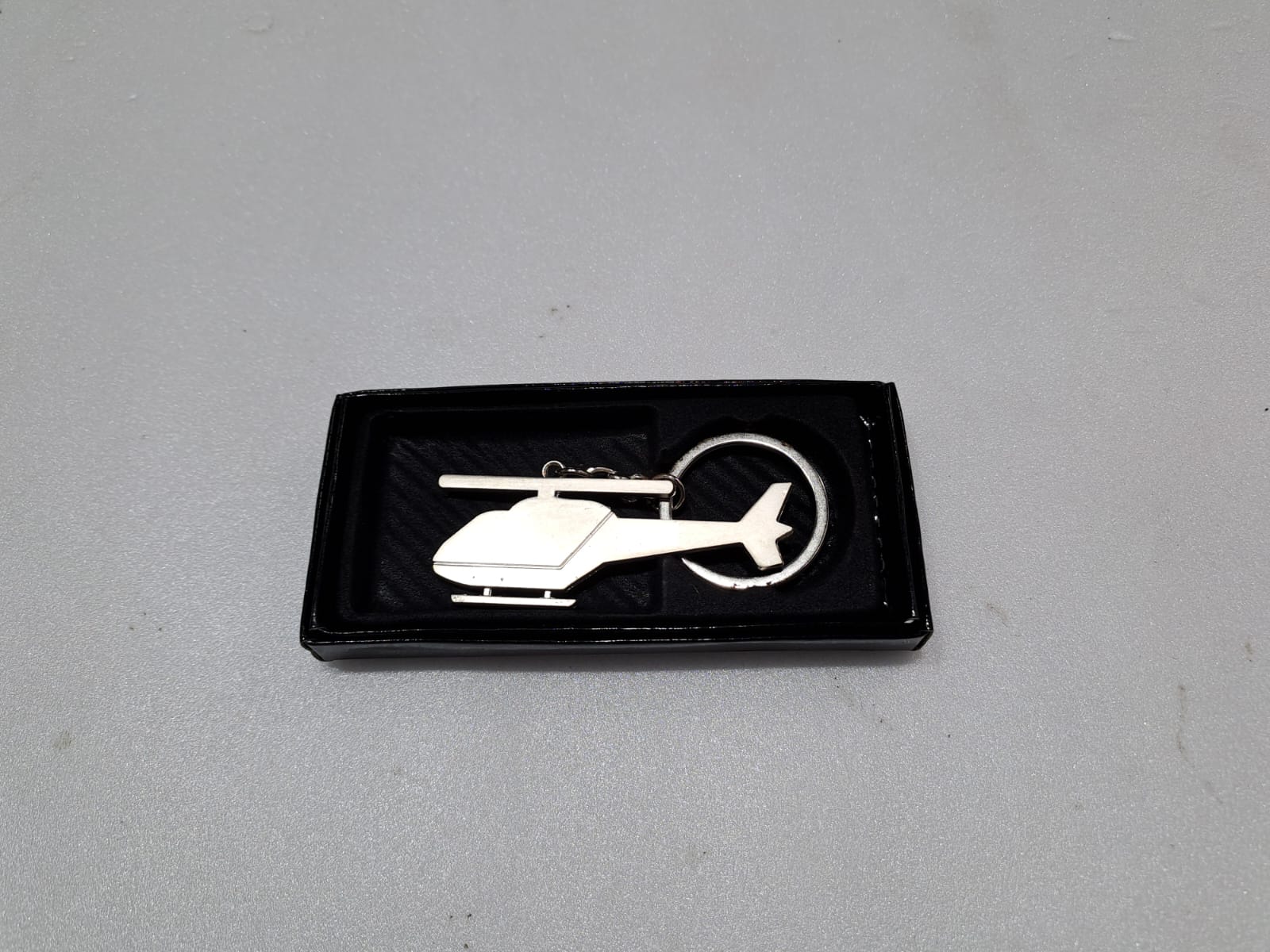 HELICOPTER SILVER METAL KEY CHAIN