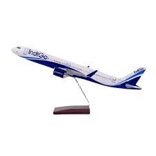 AIRPLANE DIECAST METAL A 320 RESIN INDIGO 47CM MODEL