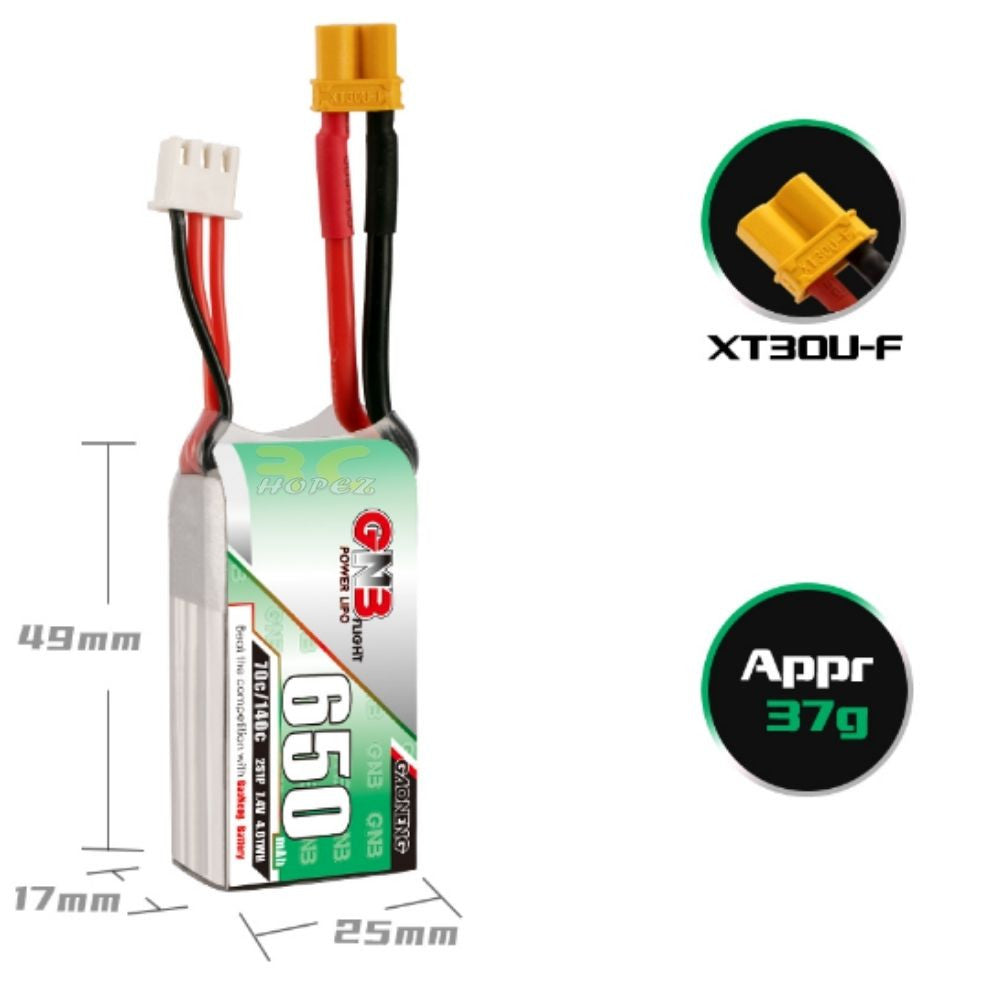 Lipo 7.4V 650Mah 2S 70C/140C Battery