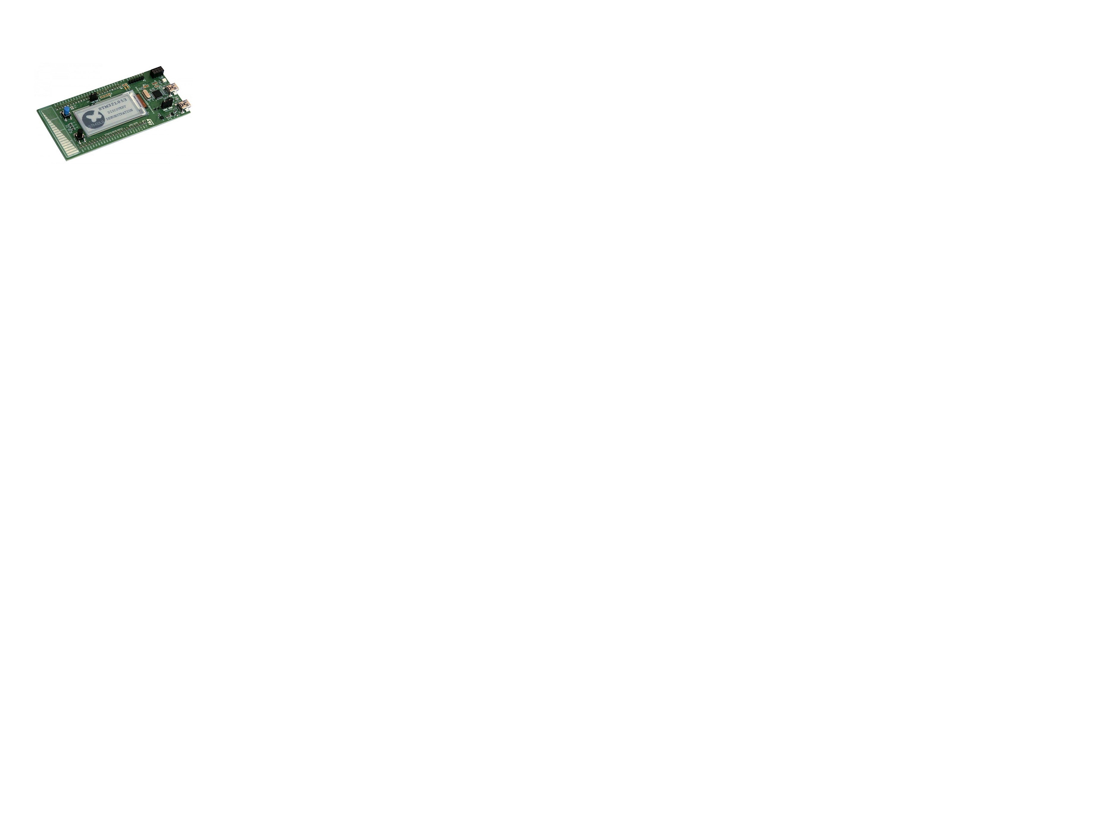 STMICROELECTRONICS STM32L152C-DISCO Evaluation Board, STM32L152RC MCU, On-Board ST-LINK/V2, LCD, Two Pushbuttons, Extension header