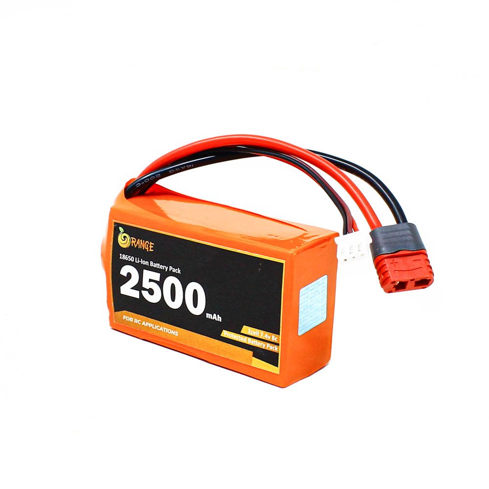 Orange ISR 18650 Li-Ion 2500mAh 7.4V 2S1P Protected Battery Pack – 8c