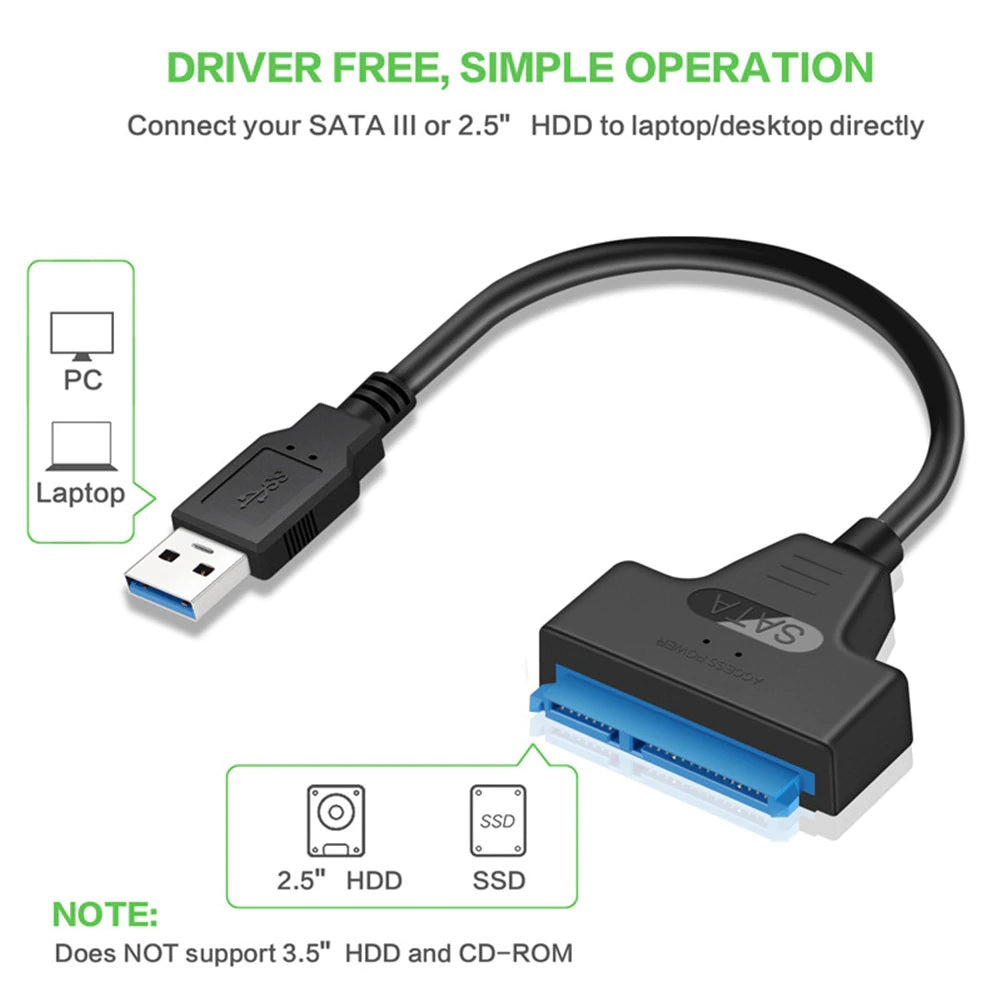 SATA3.0 to USB3.0, External Hard Disk Data, Cable :Line 45CM Long